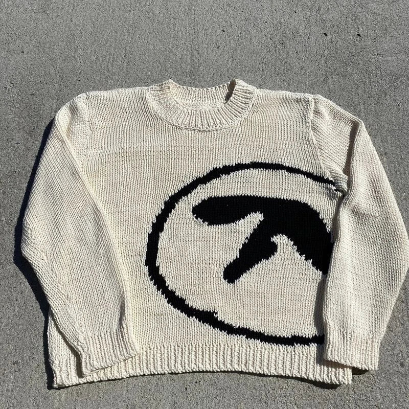 Men's Sweater Aphex Twin Knit Winter Oversized Vintage