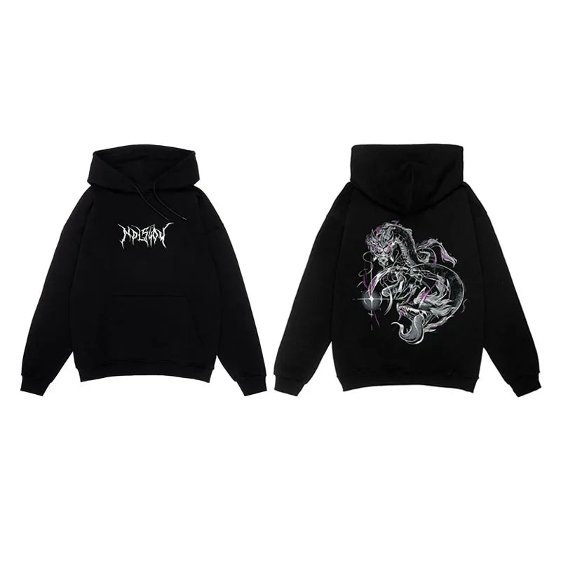 Men Purple Dragon Graphic Hoodie