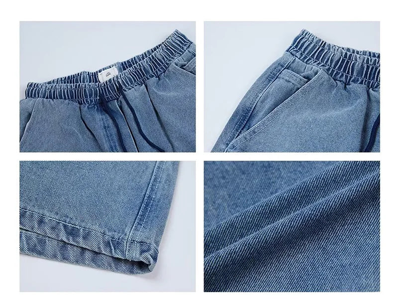 Men's Shorts Jeans Blue Denim Jorts Baggy Harajuku Pants