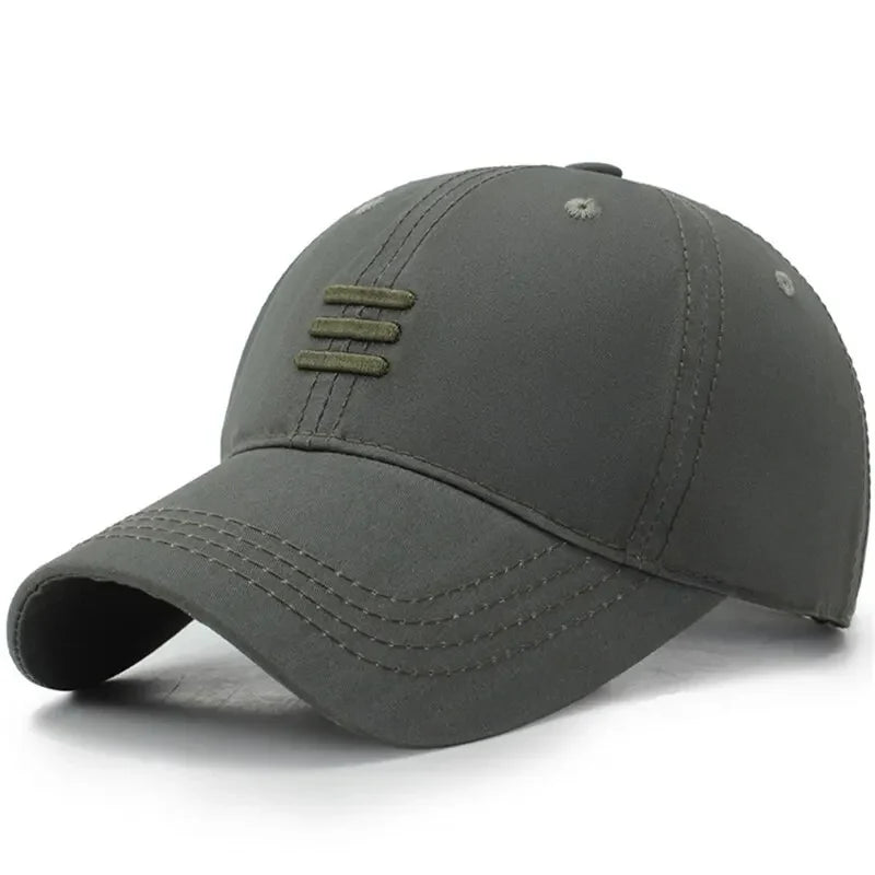 Three Horizontal Lines Embroidery Baseball Cap