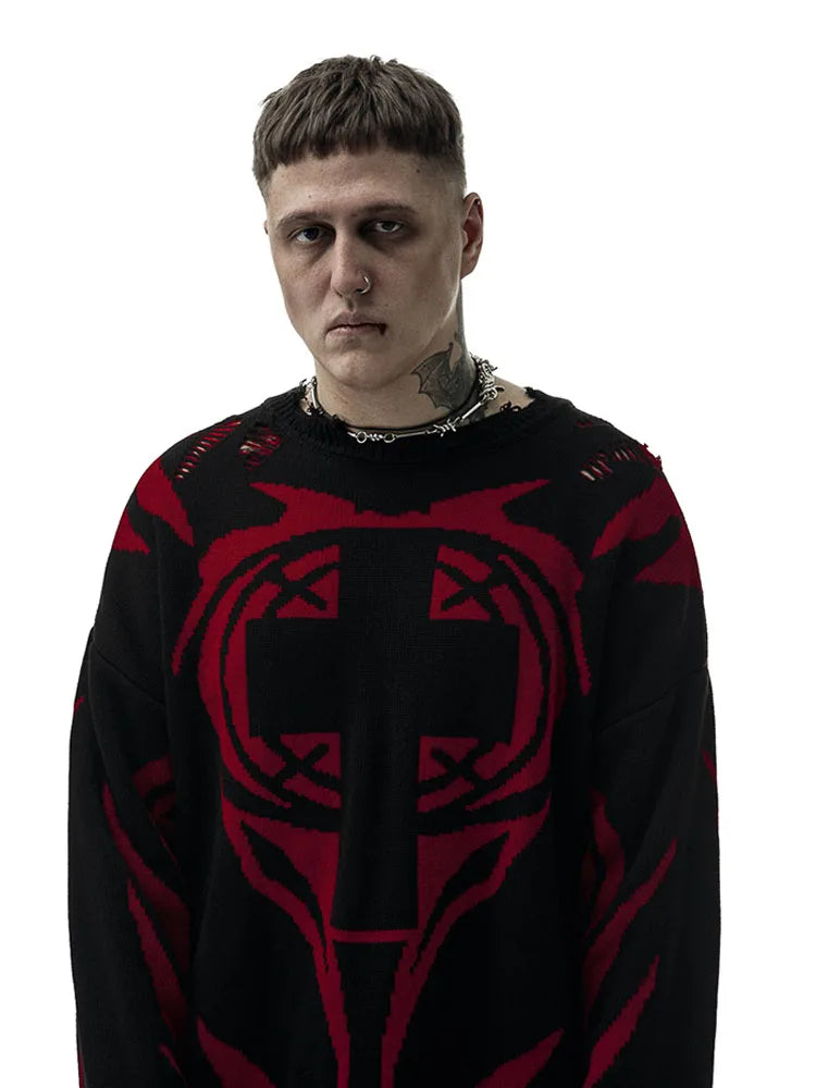 Men's Sweater Winter Pullover Knitwear Oversized Gothic