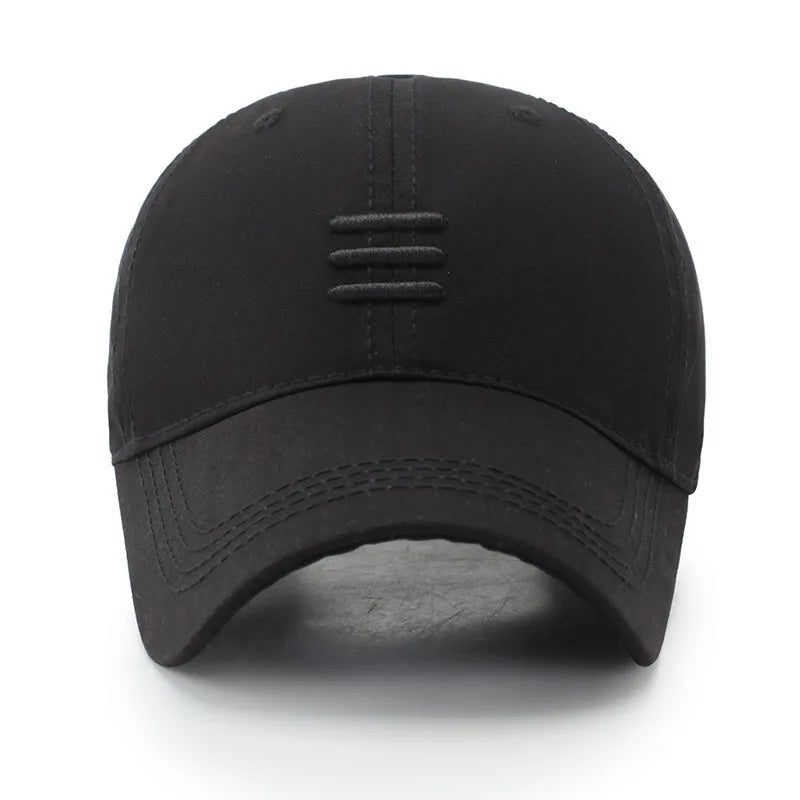 Three Horizontal Lines Embroidery Baseball Cap