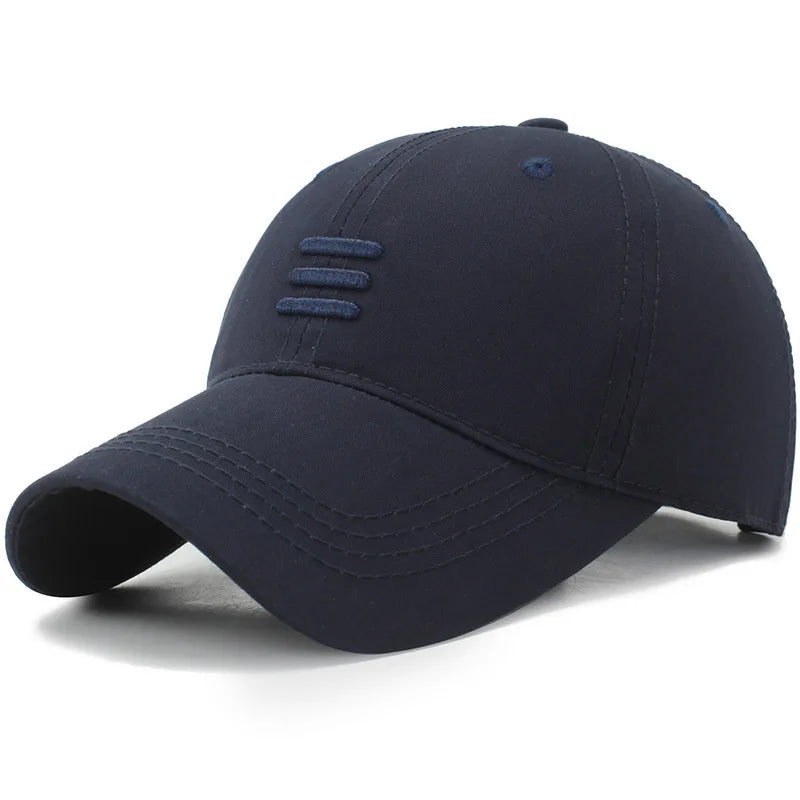 Three Horizontal Lines Embroidery Baseball Cap