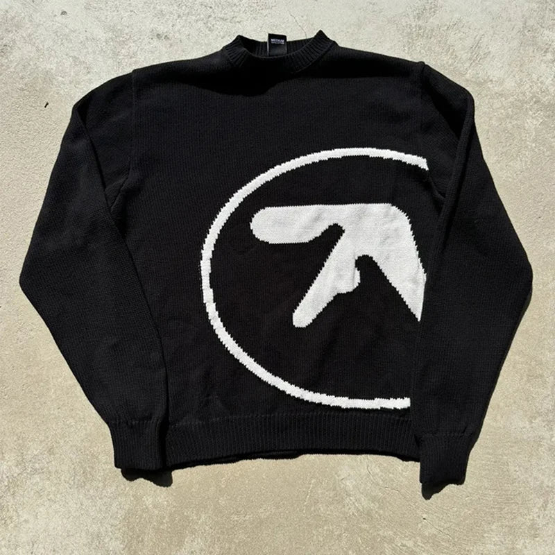 Men's Sweater Aphex Twin Knit Winter Oversized Vintage